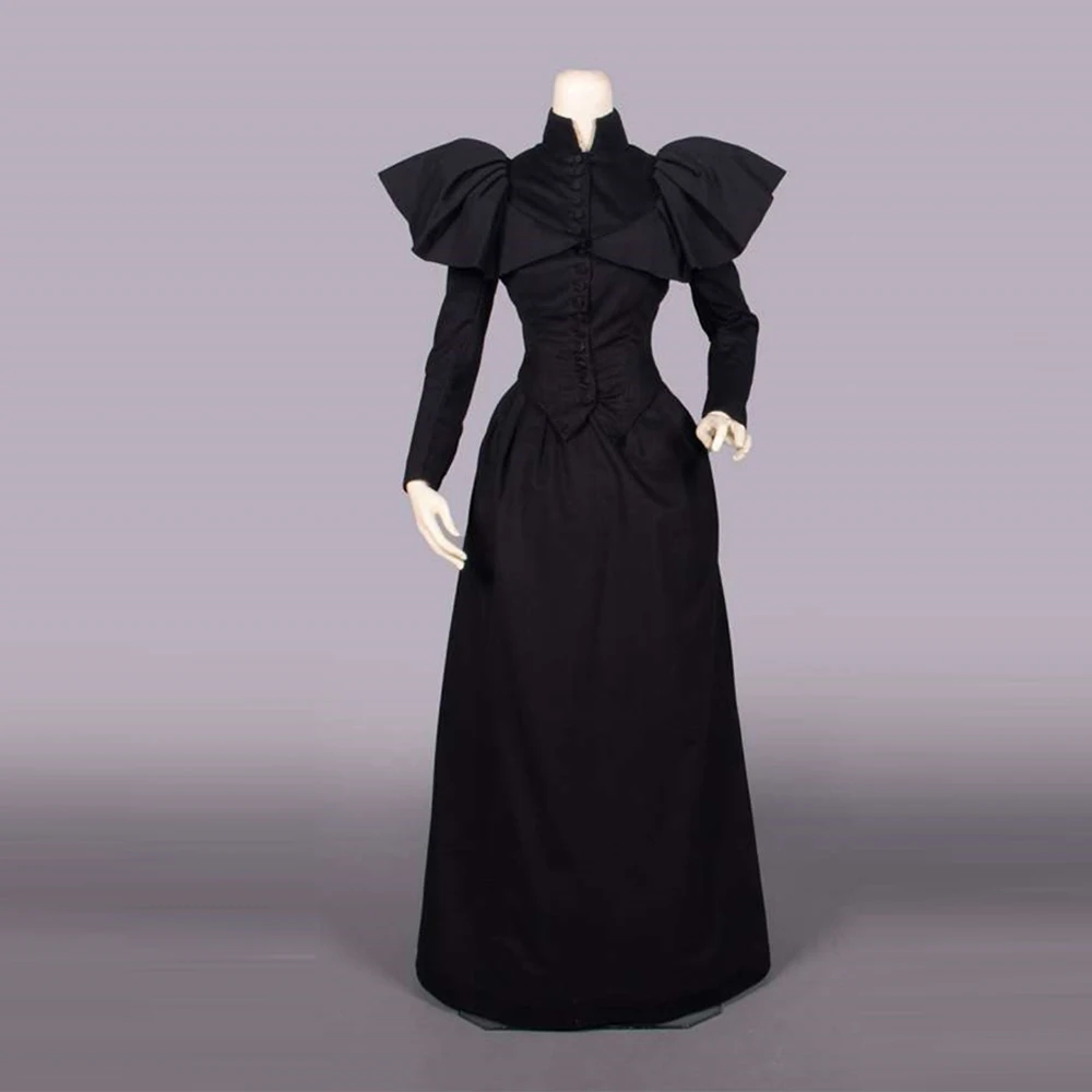 1880s Black Dinner Dress Victorian Mourning Costume Gothic Steampunk Renaissance Traveling Dress Theatre Witch Ball Gown
1880s Black Dinner Dress Victorian Mourning Costume Gothic Steampunk Renaissance Traveling Dress Theatre Witch Ball Gown