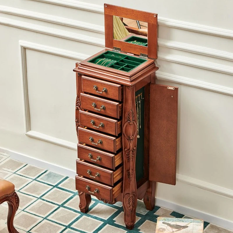 Solid Wood Storage Jewelry Cabinet Mirror Organizer Living Room Drawers Jewelry Cabinet Bucket Retro Luxury Bedroom Furniture
Solid Wood Storage Jewelry Cabinet Mirror Organizer Living Room Drawers Jewelry Cabinet Bucket Retro Luxury Bedroom Furniture
