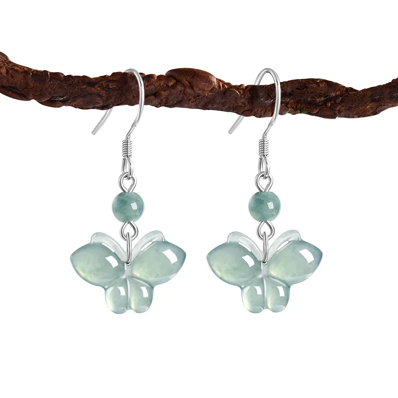 High End S925 Silver Natural A-grade Jade Blue Water Bow Earrings Ice Type Jadeite Antique Style Women's Jewelry Drop Shipping
High End S925 Silver Natural A-grade Jade Blue Water Bow Earrings Ice Type Jadeite Antique Style Women's Jewelry Drop Shipping