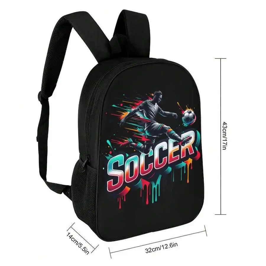 Soccer Themed Black Backpack With Colorful Graphic Print, Large Capacity Travel Bag For Adults
Soccer Themed Black Backpack With Colorful Graphic Print, Large Capacity Travel Bag For Adults