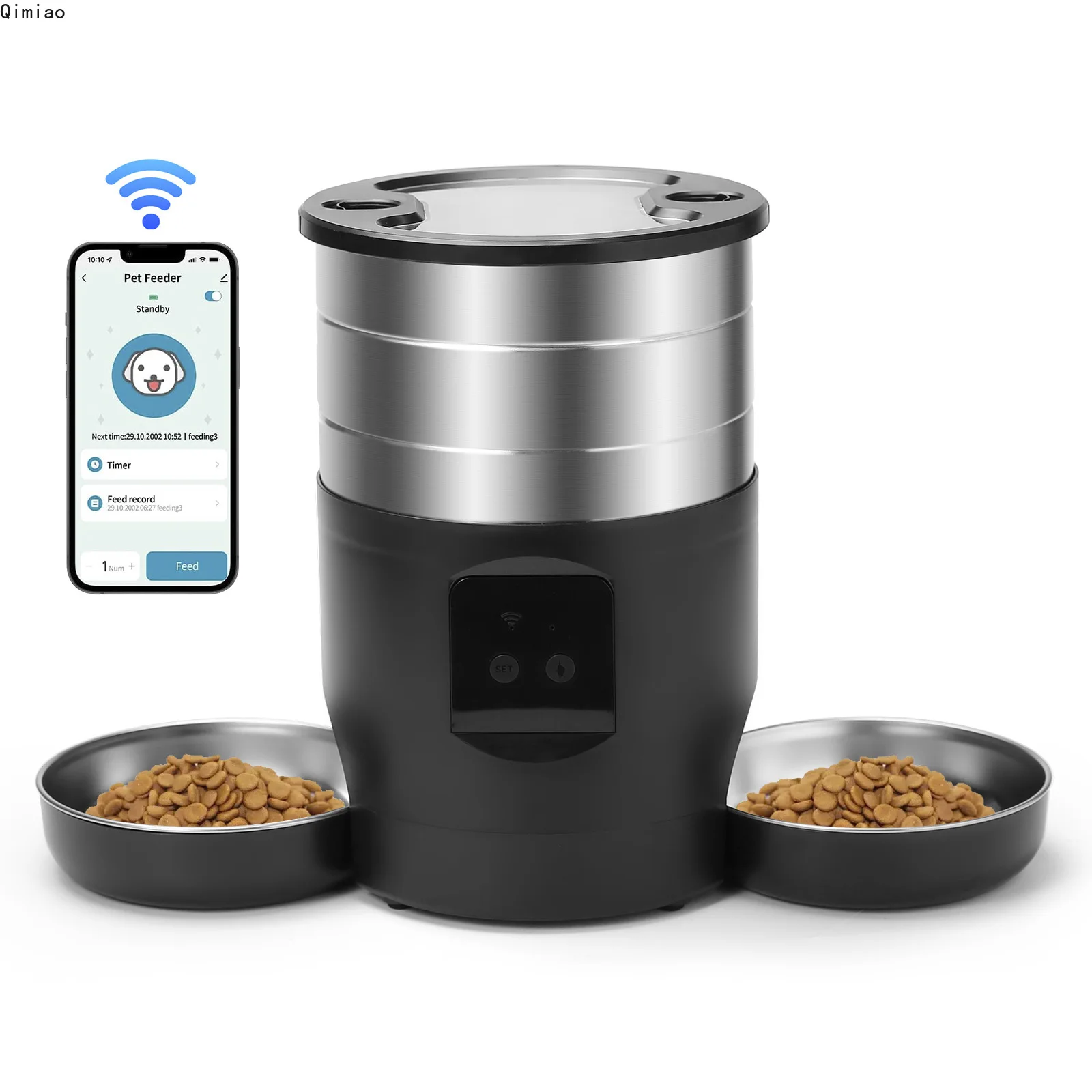4.5L Button WiFi Automatic Cat Feeder Includes Two Stainless Steel Bowls Smart Cat and Dogs Food Dispenser Feeder Pet Feeder
4.5L Button WiFi Automatic Cat Feeder Includes Two Stainless Steel Bowls Smart Cat and Dogs Food Dispenser Feeder Pet Feeder