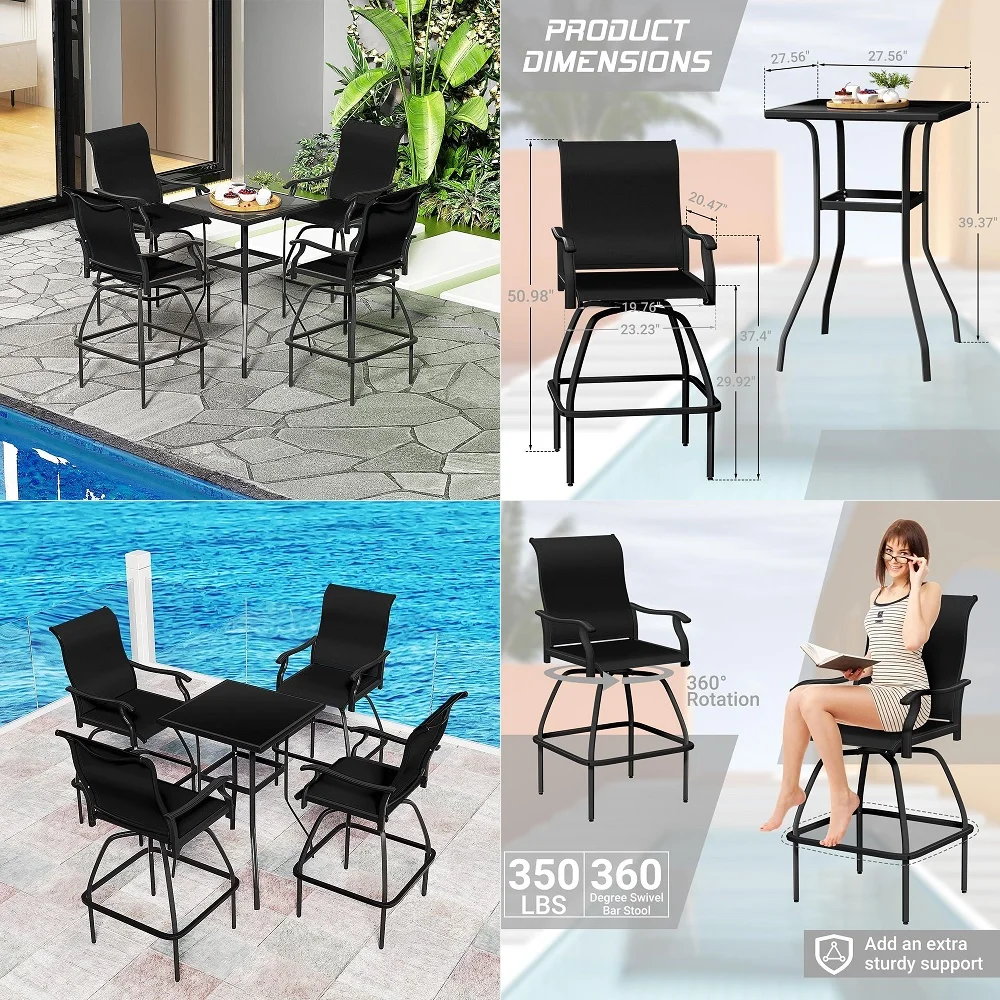 Patio Bar Set 2pcs Swivel Bar Stools Outdoor Bistro Textilene Furniture Stability AllWeather Set 4, Lake Blue Padded
Patio Bar Set 2pcs Swivel Bar Stools Outdoor Bistro Textilene Furniture Stability AllWeather Set 4, Lake Blue Padded