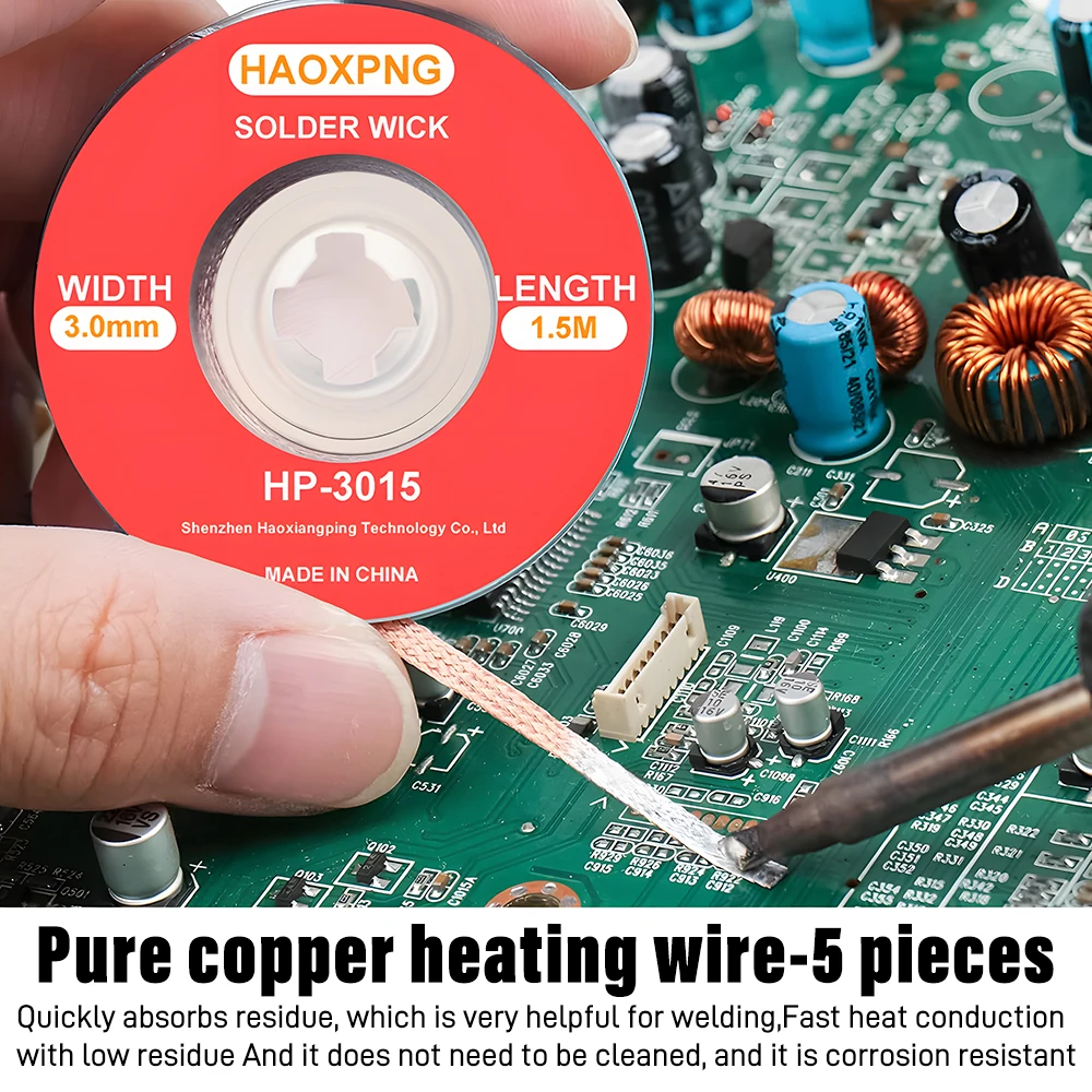 Удаление сварки медной проволоки 1,5-3,5 мм из плетеного ремня, удаление паяльных соединений, паяльных проводов, фитиля для пайки, 1,5 метра
Удаление сварки медной проволоки 1,5-3,5 мм из плетеного ремня, удаление паяльных соединений, паяльных проводов, фитиля для пайки, 1,5 метра