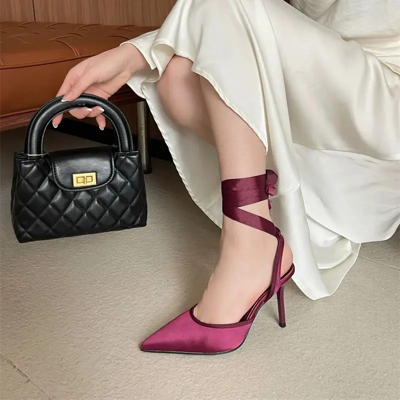 Purple High Heels Sexy Poined Toe Slingback Shoes ladies Pumpes 10cm Heeled Summer Shoes For Woman Plus Size 43
Purple High Heels Sexy Poined Toe Slingback Shoes ladies Pumpes 10cm Heeled Summer Shoes For Woman Plus Size 43