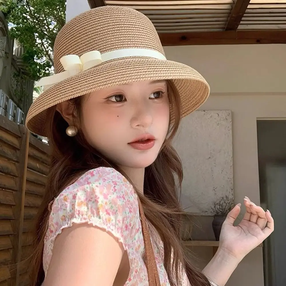 Trendy French Bow Straw Cap Hepburn Beach Weaving Cap Big Brimmed Summer Bucket Sun Hat Outdoor
Trendy French Bow Straw Cap Hepburn Beach Weaving Cap Big Brimmed Summer Bucket Sun Hat Outdoor