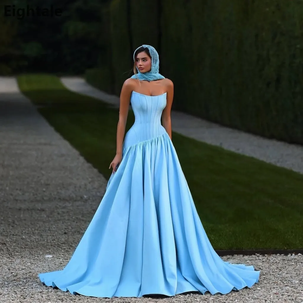 Eightale 2026 Strapless Ball Gown Sky Blue Satin Corset Maxi Evening Dress Formal Prom Party Gown Customized
Eightale 2026 Strapless Ball Gown Sky Blue Satin Corset Maxi Evening Dress Formal Prom Party Gown Customized