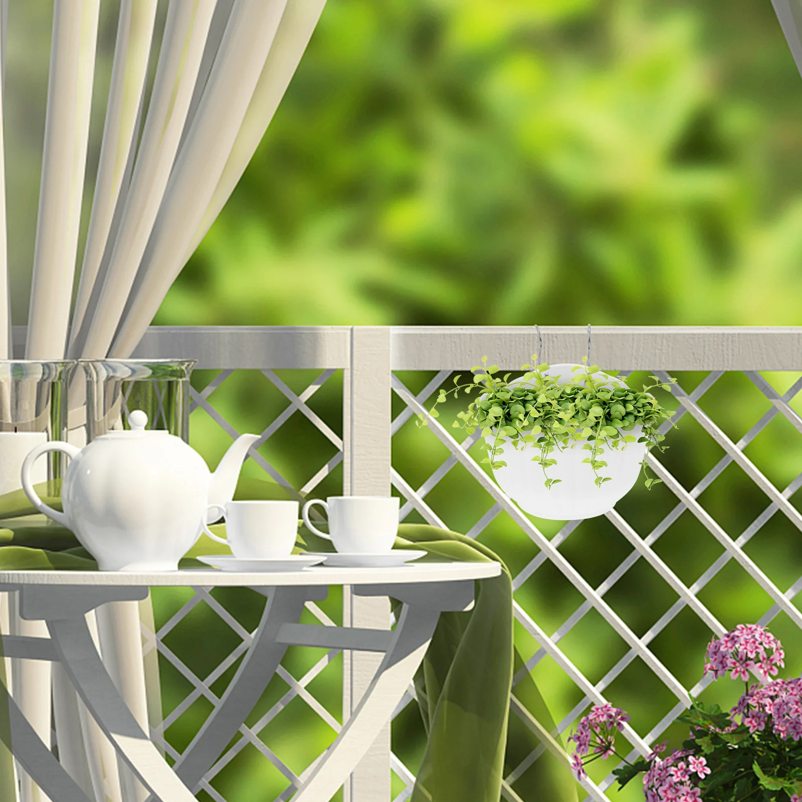 6Sets Plastic Green Hanging Flowerpot Creative Durable Planter for Balcony Windowsill Garden Decoration Hanging Planter 
6Sets Plastic Green Hanging Flowerpot Creative Durable Planter for Balcony Windowsill Garden Decoration Hanging Planter