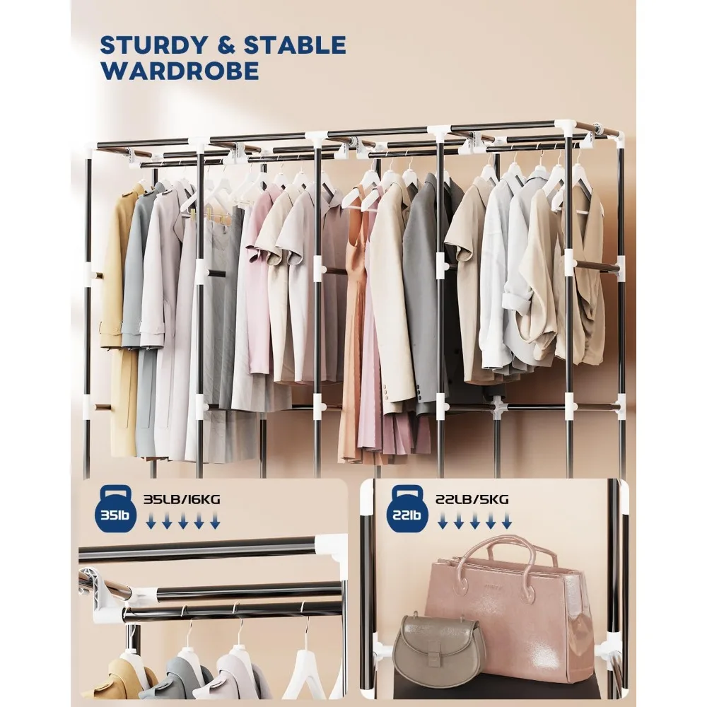 Portable Closet Wardrobe, Clothes Organizer with 4 Hanging Rods, Non-Woven Fabric Cover, Large Capacity Storage
Portable Closet Wardrobe, Clothes Organizer with 4 Hanging Rods, Non-Woven Fabric Cover, Large Capacity Storage
