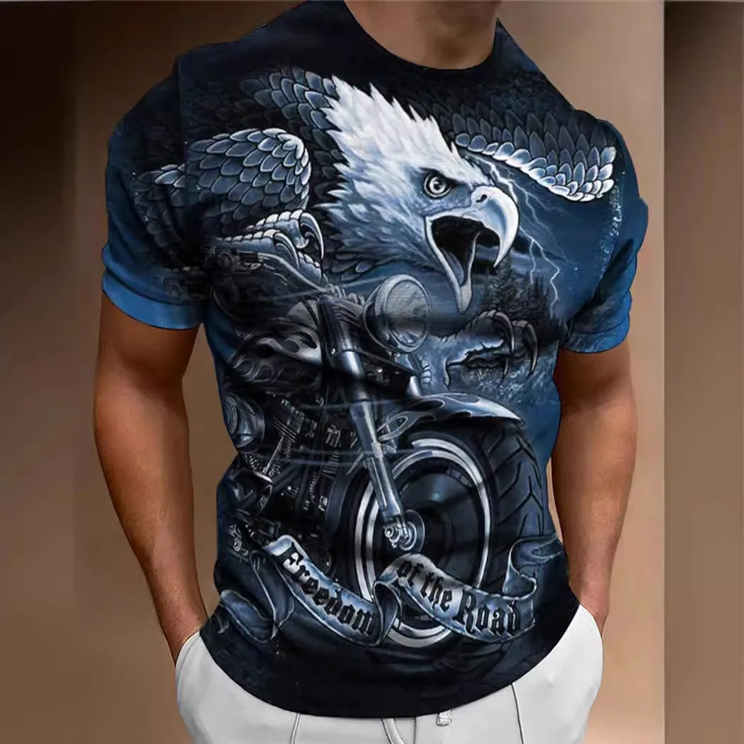 European and American new men's clothing 3D digital printing eagle pattern men's comfortable casual short sleeved T-shirt men
European and American new men's clothing 3D digital printing eagle pattern men's comfortable casual short sleeved T-shirt men