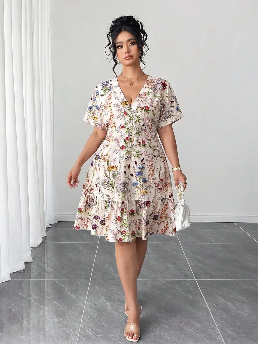 Plus Size Women Floral Print Short Sleeve Casual Beach Vacation Dress
Plus Size Women Floral Print Short Sleeve Casual Beach Vacation Dress