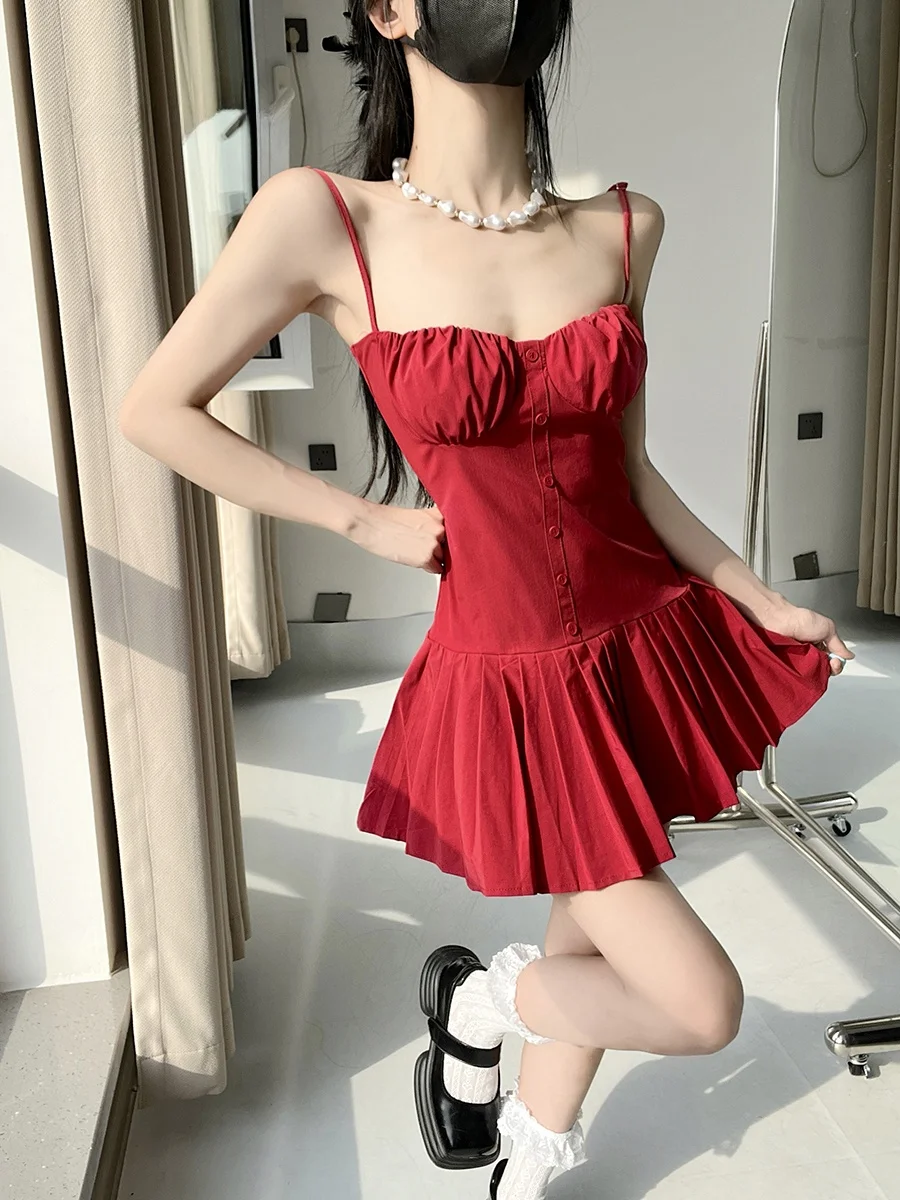Red A-Line Ballet Style Pleated Dress Sexy High Waist Nylon Spandex Blend Short Skirt Single Piece Thin Fabric Spring Summer
Red A-Line Ballet Style Pleated Dress Sexy High Waist Nylon Spandex Blend Short Skirt Single Piece Thin Fabric Spring Summer