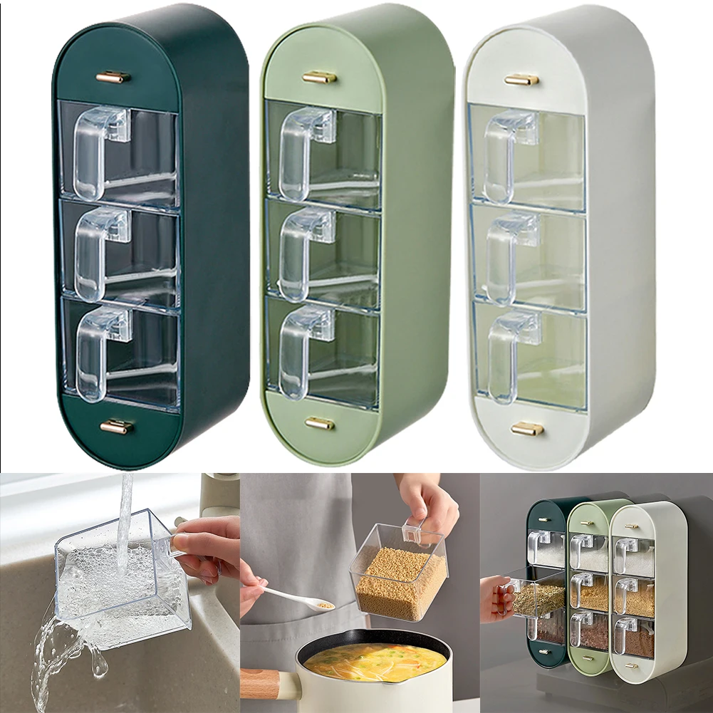Adhesive Wall Mounted Condiment Box Plastic Spice Box with 5 Compartments and Handles Sugar Salt Container Set Kitchen Supplies
Adhesive Wall Mounted Condiment Box Plastic Spice Box with 5 Compartments and Handles Sugar Salt Container Set Kitchen Supplies