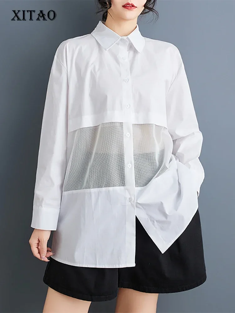 XITAO Patchwork Mesh Irregular Single Breasted Blouse Casual Loose Fitting Turn-down Collar Fashion Spring Female Shirt GMM1178
XITAO Patchwork Mesh Irregular Single Breasted Blouse Casual Loose Fitting Turn-down Collar Fashion Spring Female Shirt GMM1178
