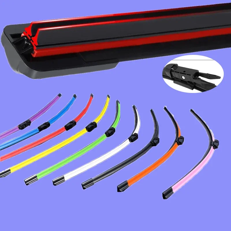 Colorful PINCH TAB Car Windshield Wiper blades Universal Soft Double layer Rubber Frameless Bracketless 16" 19" 20" 22" 24"26"
Colorful PINCH TAB Car Windshield Wiper blades Universal Soft Double layer Rubber Frameless Bracketless 16" 19" 20" 22" 24"26"