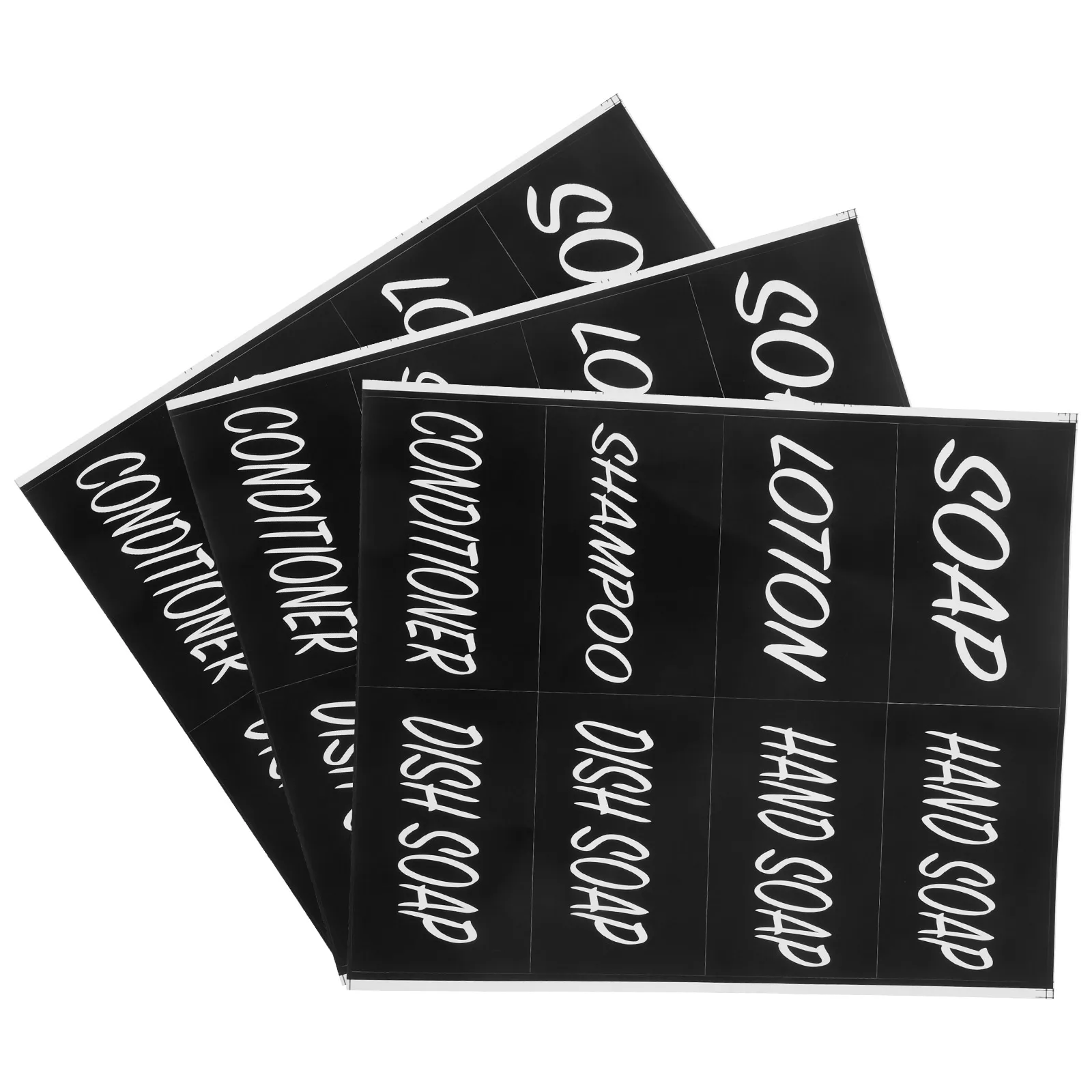 3 Sheets Black PVC Self-adhesive Waterproof Labels for Soap Shampoo Bottles Dispenser Tags Storage Organization 
3 Sheets Black PVC Self-adhesive Waterproof Labels for Soap Shampoo Bottles Dispenser Tags Storage Organization