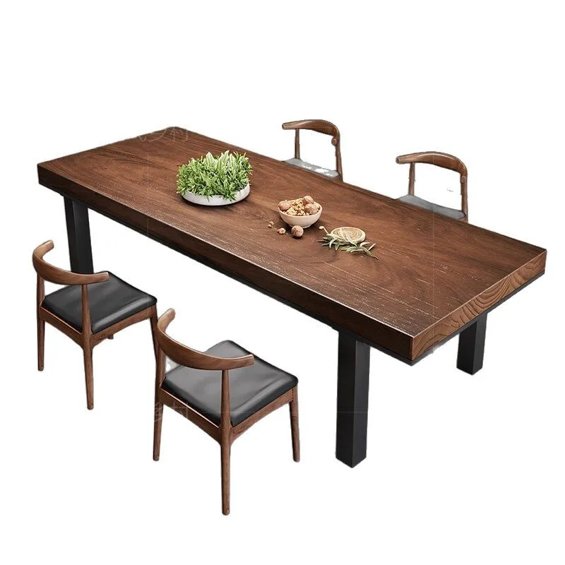 American rural antique old color restaurant solid wood dining table simple log retro industrial style
American rural antique old color restaurant solid wood dining table simple log retro industrial style