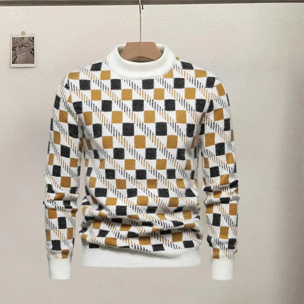 Men Round Neck Sweater Geometric Print Plush Men's Sweater Warm Round Neck Pullover for Business Casual Wear Long Sleeve Men
Men Round Neck Sweater Geometric Print Plush Men's Sweater Warm Round Neck Pullover for Business Casual Wear Long Sleeve Men