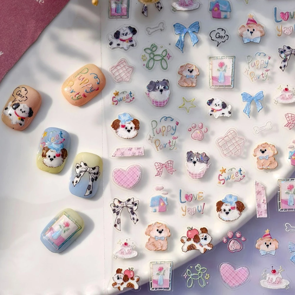 Lovely Cartoon Puppy Bowknot Stars Cake Shiny 5D Reliefs Self Adhesive Nail Art Stickers Cute Dog Cat Manicure Decals Wholesale
Lovely Cartoon Puppy Bowknot Stars Cake Shiny 5D Reliefs Self Adhesive Nail Art Stickers Cute Dog Cat Manicure Decals Wholesale
