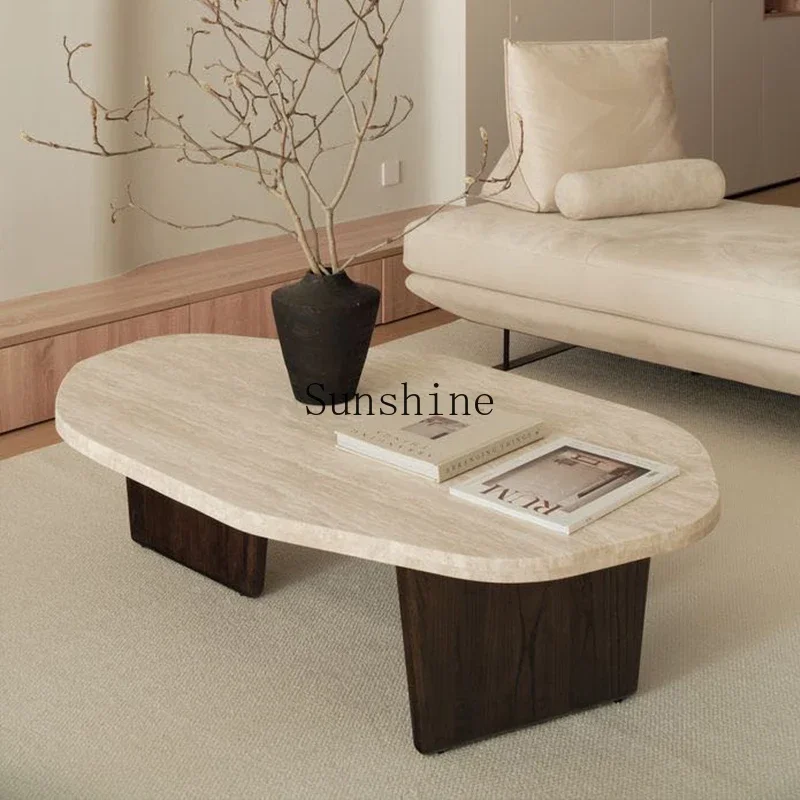 Wabi-sabi minimalist natural travertine coffee table living room household small tea table
Wabi-sabi minimalist natural travertine coffee table living room household small tea table