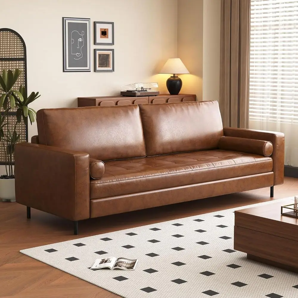 Classic 3-Seater Leather Sofa with Metal Legs and Solid Wood Frame, Ideal for Living Room, Brown
Classic 3-Seater Leather Sofa with Metal Legs and Solid Wood Frame, Ideal for Living Room, Brown