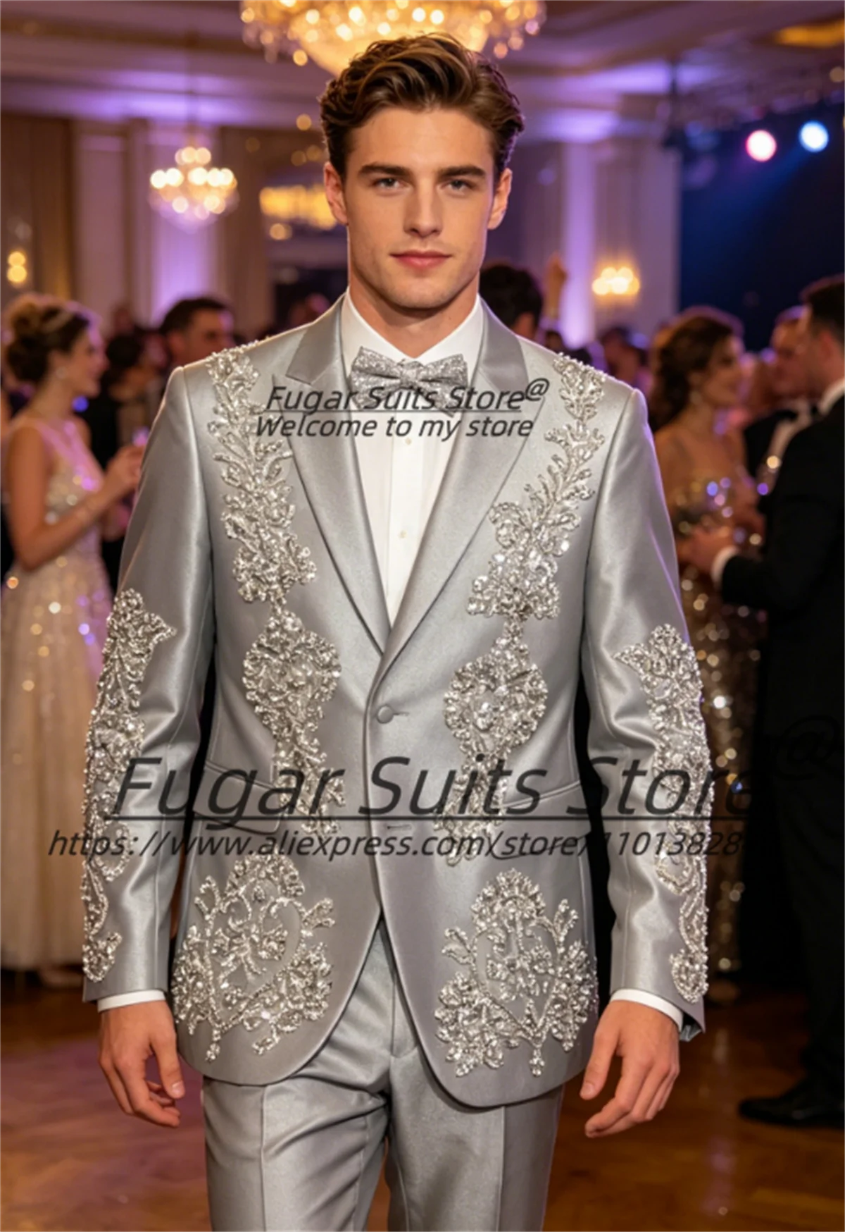 Gorgeous Crystal Bead Groom Wedding Tuxeods Customized Slim Fit Peak Lapel Men Suits 2 Pieces Sets Male Prom Blazers Ropa Hombre
Gorgeous Crystal Bead Groom Wedding Tuxeods Customized Slim Fit Peak Lapel Men Suits 2 Pieces Sets Male Prom Blazers Ropa Hombre