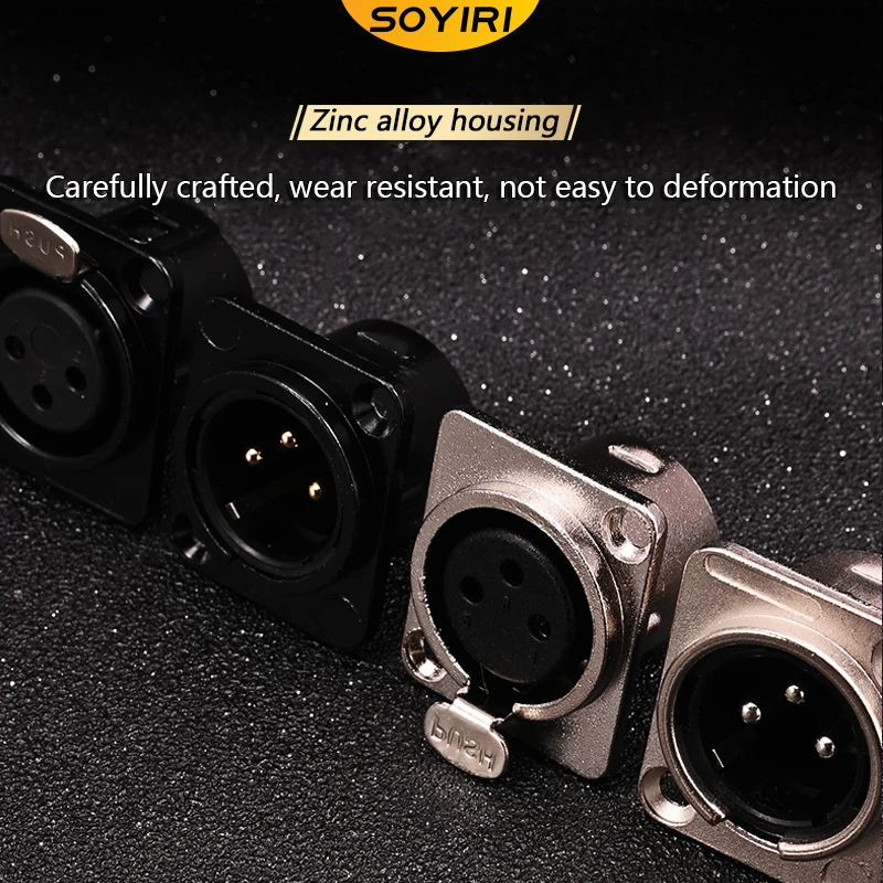 SOYIRI XLR Male and female socket speaker F seat module waterproof dust-proof gold-plated XLR F seat information panel socket
SOYIRI XLR Male and female socket speaker F seat module waterproof dust-proof gold-plated XLR F seat information panel socket