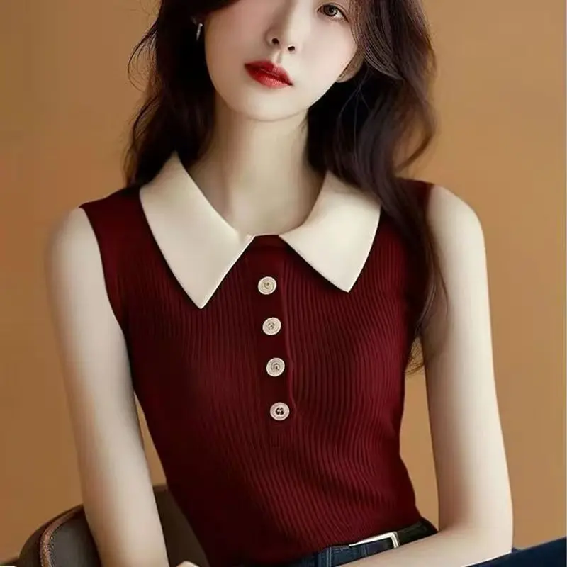 Knit Polo Neck Top Women Button Short Tops Woman 2025 Summer Tanks Camis Tops for Women Streetwear Vest Tank Top Female Z387
Knit Polo Neck Top Women Button Short Tops Woman 2025 Summer Tanks Camis Tops for Women Streetwear Vest Tank Top Female Z387