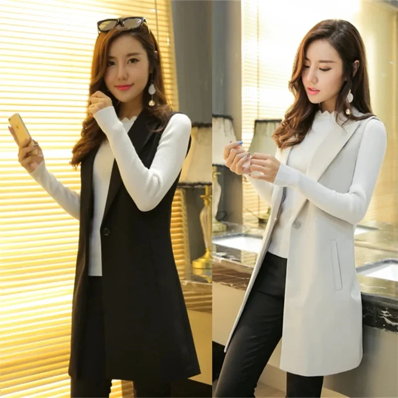 Spring Autumn Women's Vest Mid-length Suit Vest Female Slim Korean Waistcoat Women Sleeveless Coat Casual Sleeveless Jacket
Spring Autumn Women's Vest Mid-length Suit Vest Female Slim Korean Waistcoat Women Sleeveless Coat Casual Sleeveless Jacket