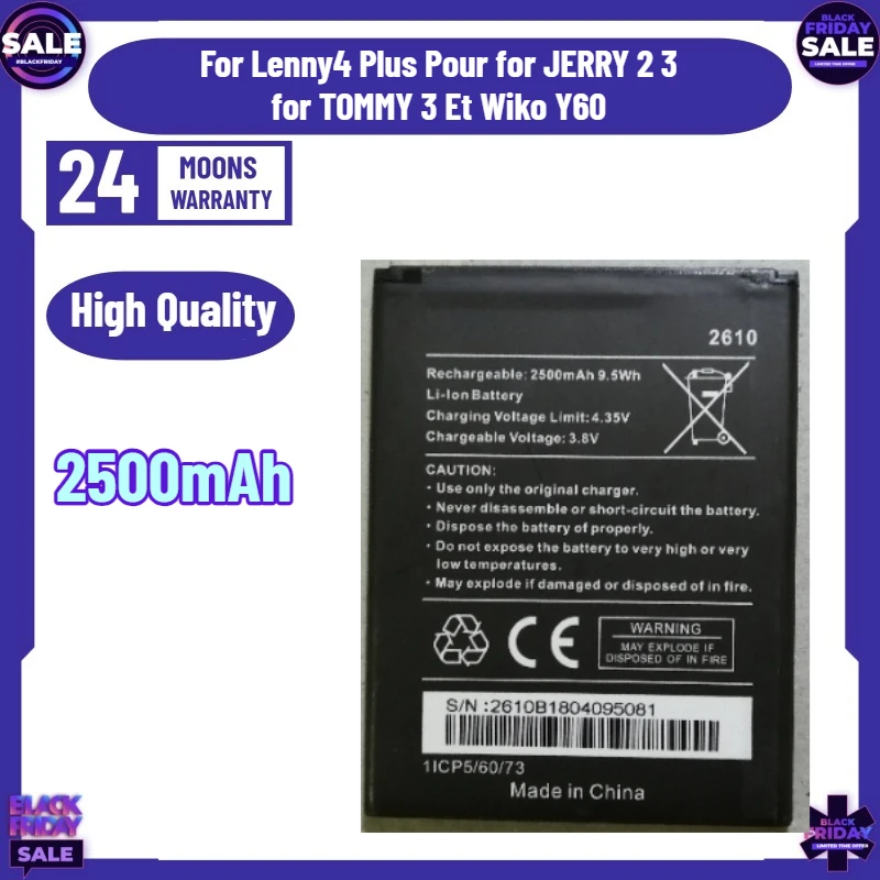 2500mAh Battery for Lenny4 Plus Pour for JERRY 2 3 TOMMY 3 Et Wiko Y60
2500mAh Battery for Lenny4 Plus Pour for JERRY 2 3 TOMMY 3 Et Wiko Y60