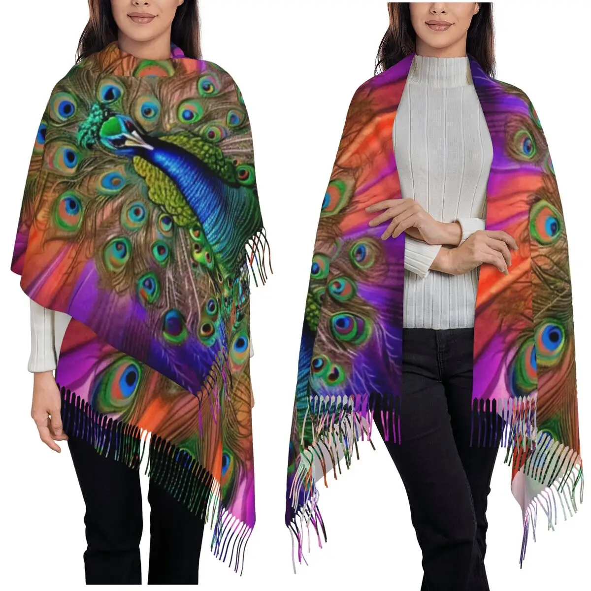 Шарф с павлином, шарфы с кисточками для женщин, мягкие теплые шали и накидки, большая осенне-зимняя шаль
Шарф с павлином, шарфы с кисточками для женщин, мягкие теплые шали и накидки, большая осенне-зимняя шаль