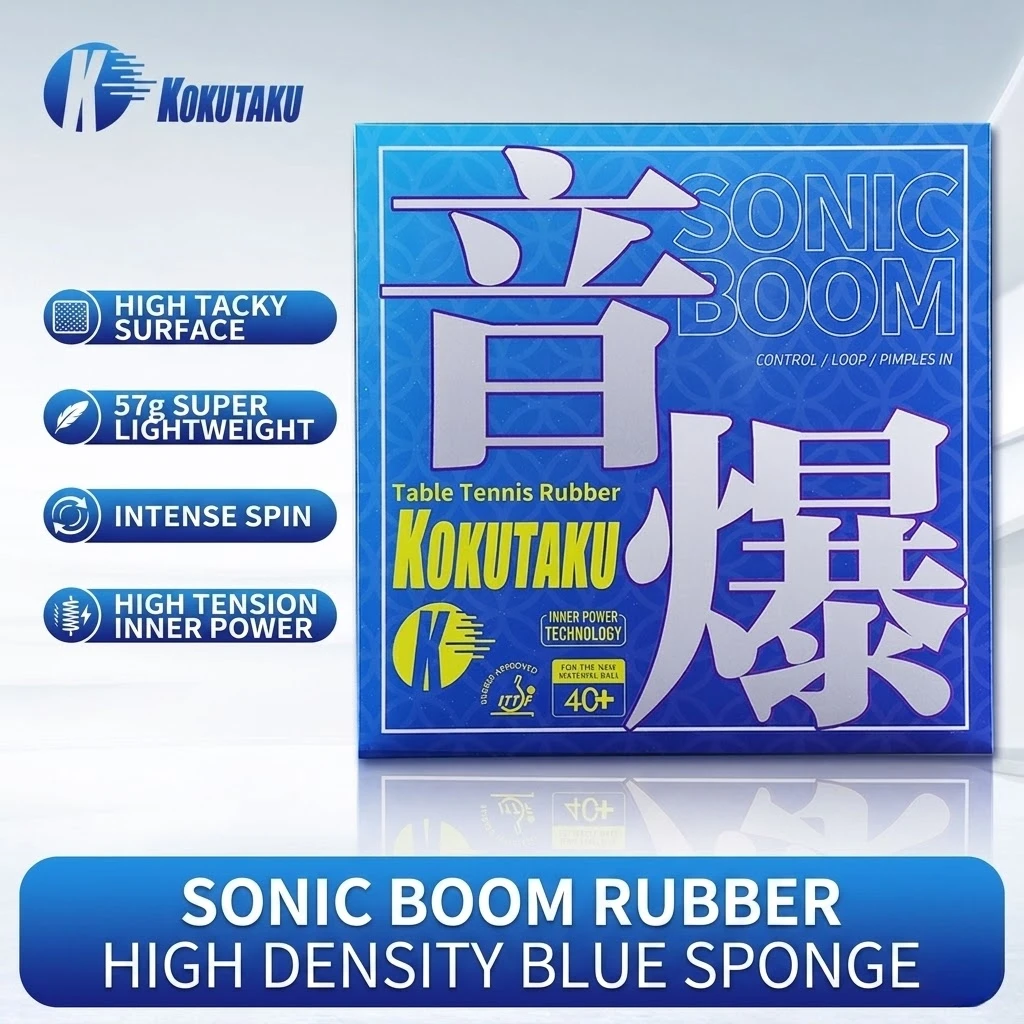 Kokutaku Table Tennis Racket Rubber Sound Shock Blue Sponge Anti-Stick Sticky Loop Fast Attack High-Density Rubber