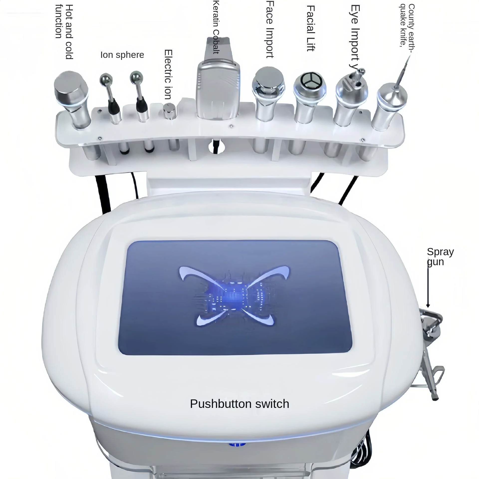 Professional 10-in-1 Multifunctional Facial Machine for Skin Rejuvenation Tightening Ultrasonic Beauty Device for Salon & Spa
Professional 10-in-1 Multifunctional Facial Machine for Skin Rejuvenation Tightening Ultrasonic Beauty Device for Salon & Spa