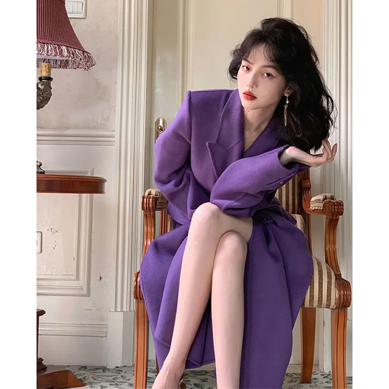 Purple Premium Woolen Coat Woolen Coat 2023 Autumn And Winter New Thickened Loose Medium Length Quality Coat Women
Purple Premium Woolen Coat Woolen Coat 2023 Autumn And Winter New Thickened Loose Medium Length Quality Coat Women