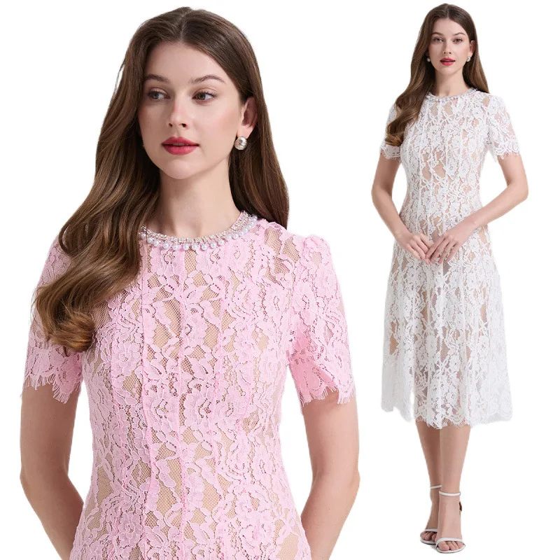 2026 French Elegant Spring Summer Short-sleeve Lace Dress Women Party Maxi Dresses Beading Diamonds O-neck Slim A-line Dresses
2026 French Elegant Spring Summer Short-sleeve Lace Dress Women Party Maxi Dresses Beading Diamonds O-neck Slim A-line Dresses