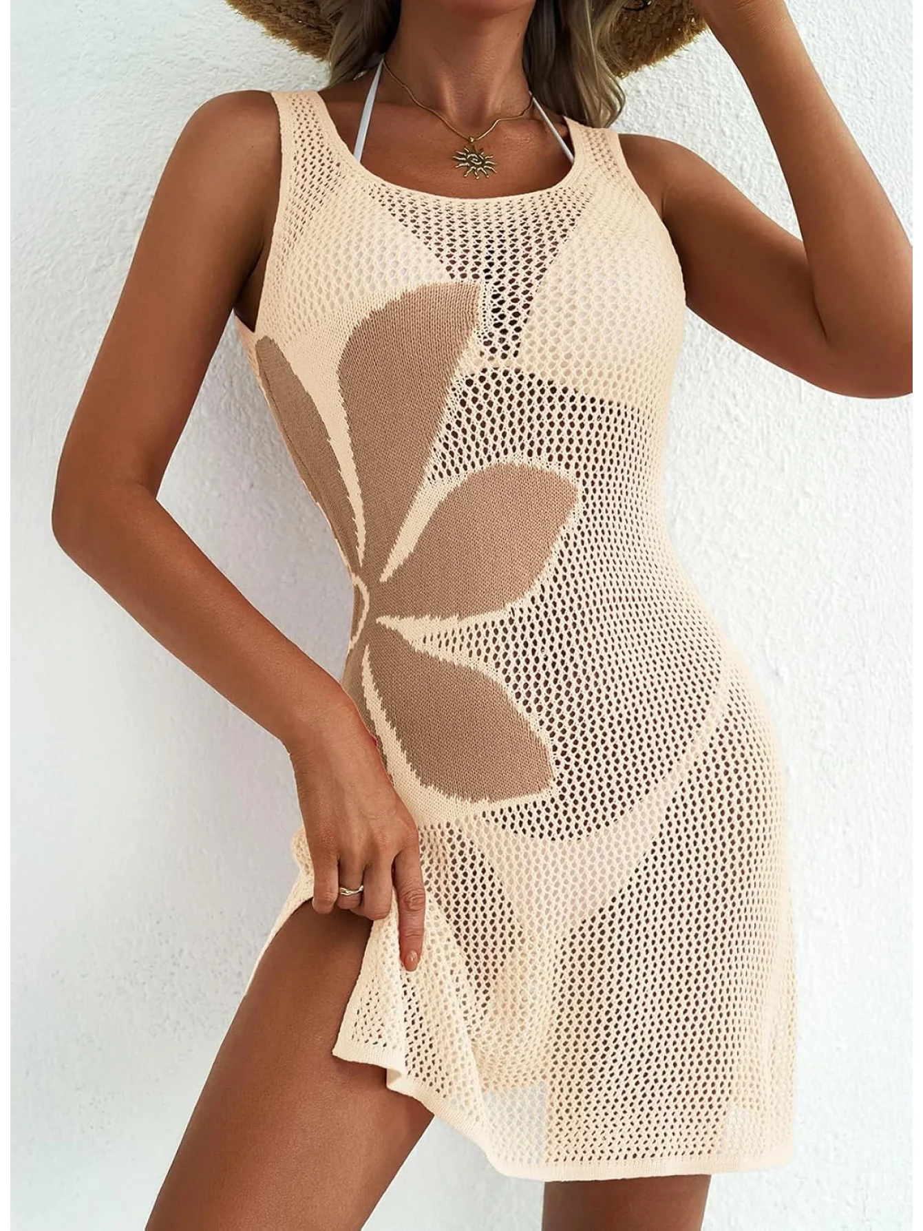 Hollow jacquard bikini swimsuit hoodie, women's sun protection cover-up dress, floral pattern, non-stretch fabric, beachwear
Hollow jacquard bikini swimsuit hoodie, women's sun protection cover-up dress, floral pattern, non-stretch fabric, beachwear