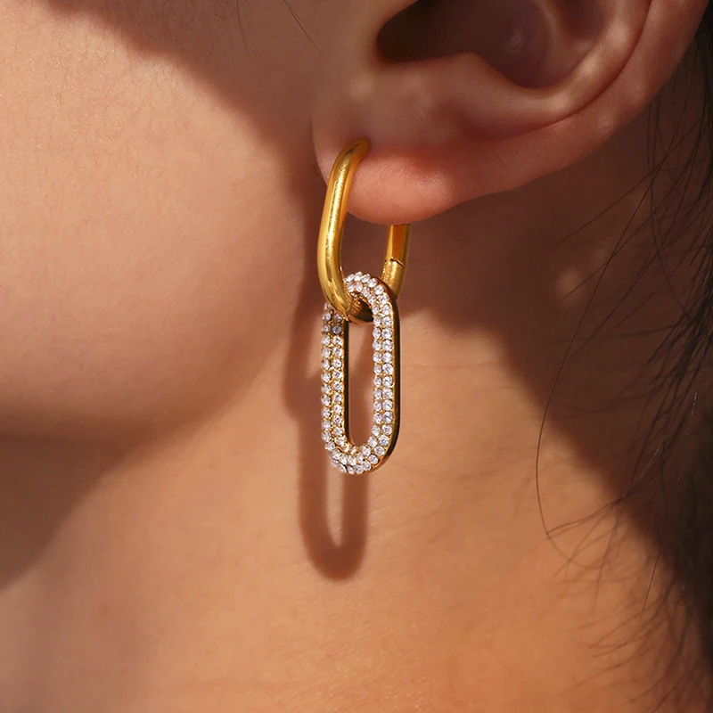 Nivora Exquisite Cubic Zircon Oval Dangle Earrings For Women Stainless Steel Wedding Earrings 18K Gold Plated Ear Women Jewelry 
Nivora Exquisite Cubic Zircon Oval Dangle Earrings For Women Stainless Steel Wedding Earrings 18K Gold Plated Ear Women Jewelry