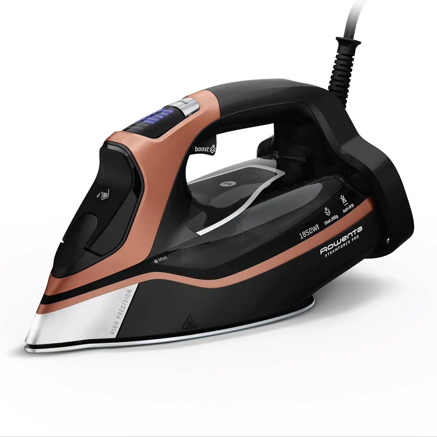 1850W Steam Iron with Smart Screen, 5 Presets, Stainless Steel Soleplate for Efficient Clothes Ironing, Black Copper
1850W Steam Iron with Smart Screen, 5 Presets, Stainless Steel Soleplate for Efficient Clothes Ironing, Black Copper