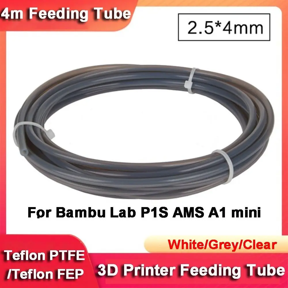 PTFE 3D Printer Feeding Tube with Cutter 4 Meters Long PTFE Tube 4x2.5mm Bowden Extruder for Bambu Lab P1S AMS A1 mini
PTFE 3D Printer Feeding Tube with Cutter 4 Meters Long PTFE Tube 4x2.5mm Bowden Extruder for Bambu Lab P1S AMS A1 mini