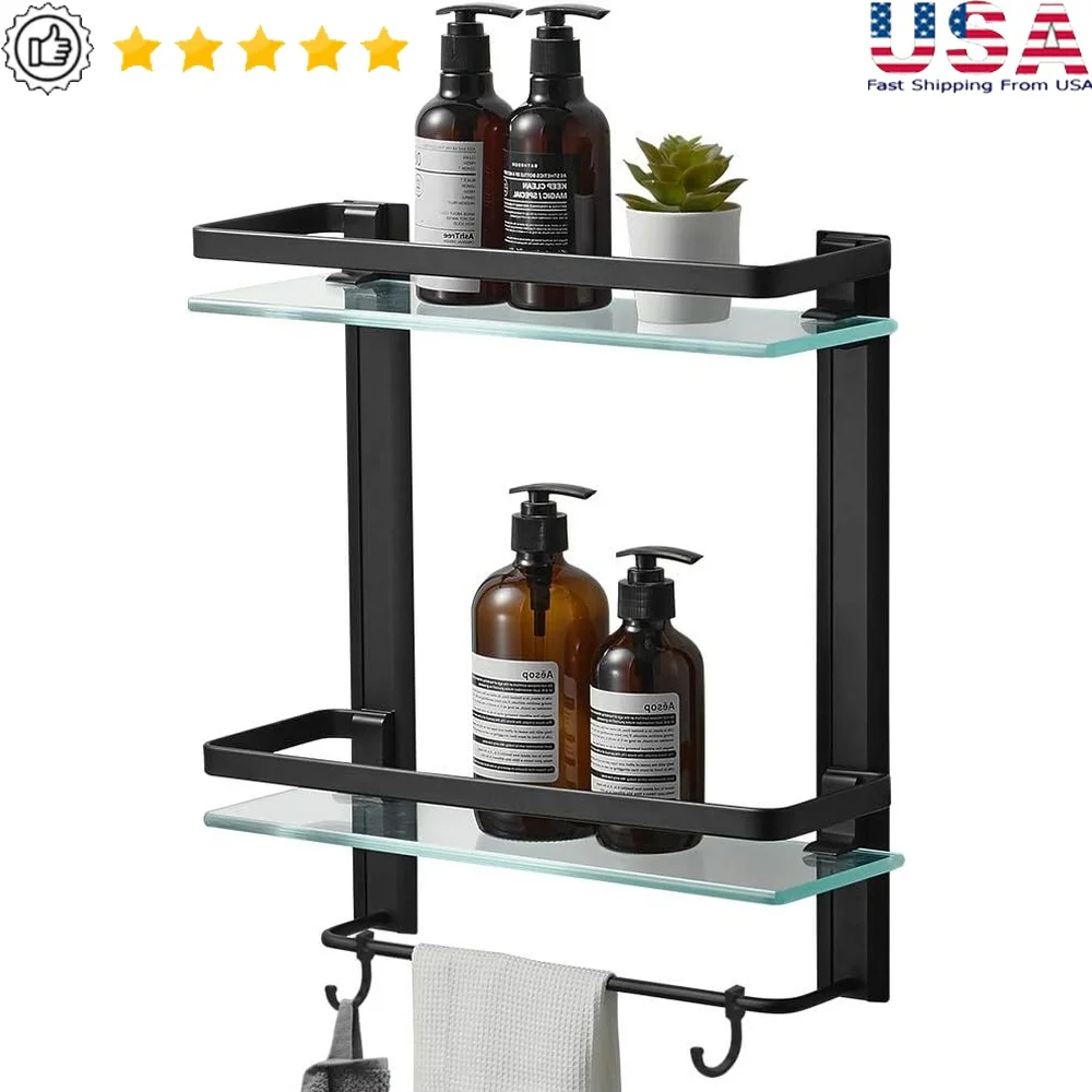 Сверхмощная полка для ванной комнаты из закаленного стекла, 2-уровневые настенные полки для душа, вешалка для полотенец, простая установка, нержавеющая, прочная 
Сверхмощная полка для ванной комнаты из закаленного стекла, 2-уровневые настенные полки для душа, вешалка для полотенец, простая установка, нержавеющая, прочная