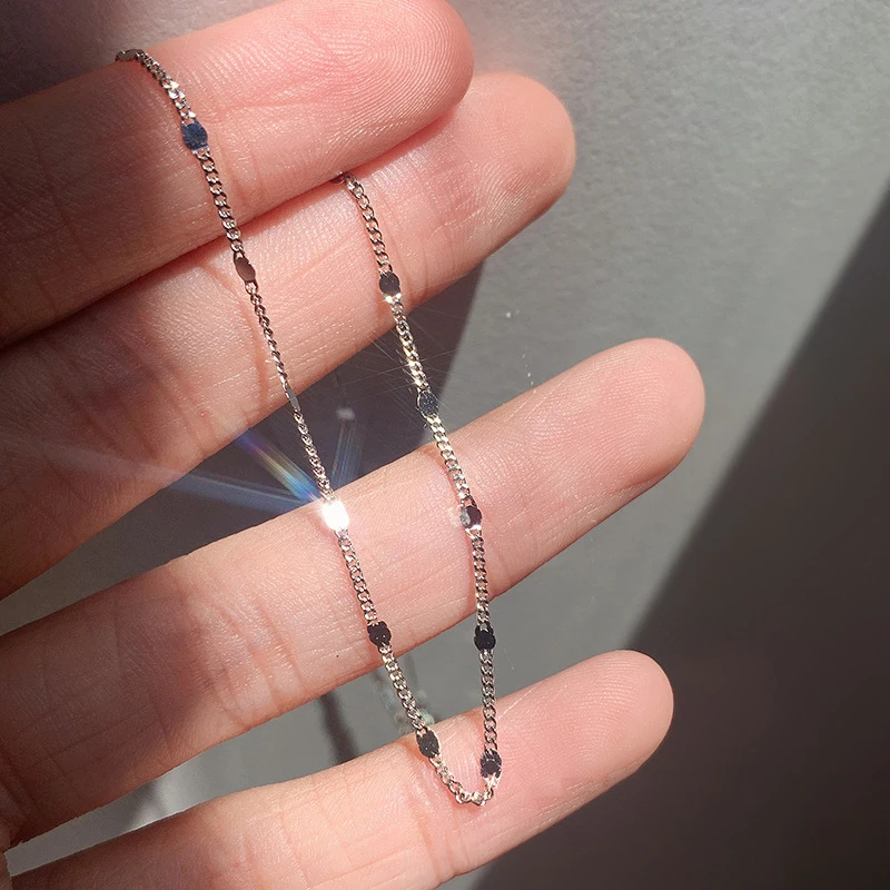 925 Sterling Silver Bling Disc Shape Necklace For Women Round Clavicle Chain Girl Gift Jewelry Accessories
925 Sterling Silver Bling Disc Shape Necklace For Women Round Clavicle Chain Girl Gift Jewelry Accessories