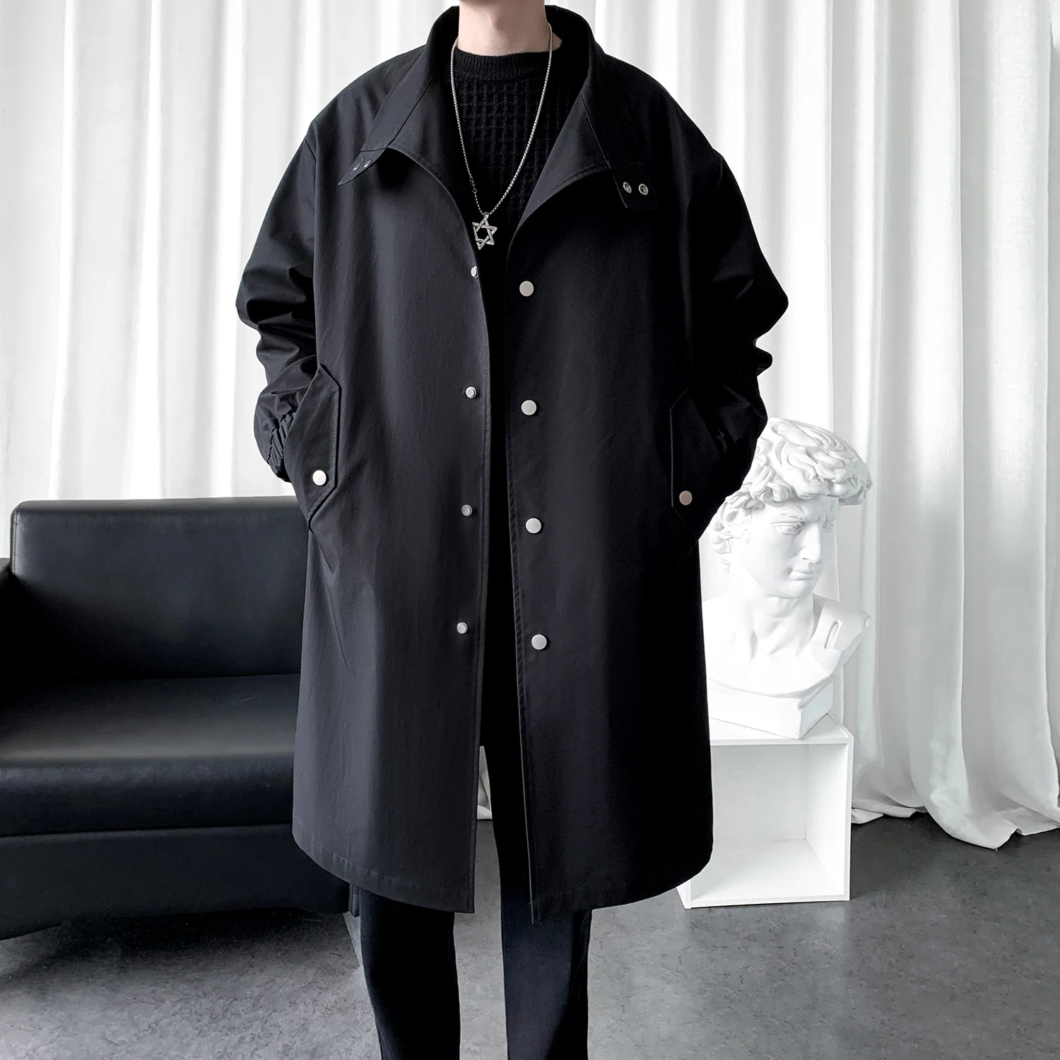 Single Breasted Lapel Long Windbreaker Loose Plus Size Trendy Trench Coat Solid Versatile Men's Clothing Autumn Casual Male Tops
Single Breasted Lapel Long Windbreaker Loose Plus Size Trendy Trench Coat Solid Versatile Men's Clothing Autumn Casual Male Tops