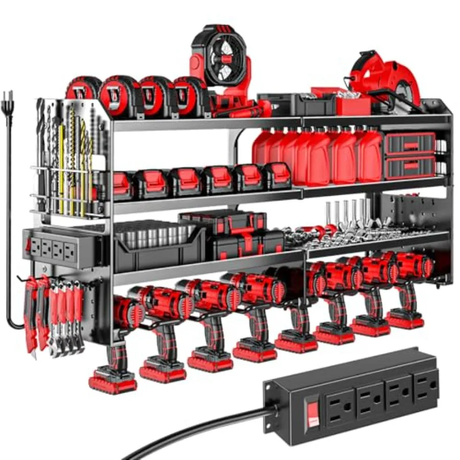 Large Power Tool Organizer Wall Mount with Charging Station, 4 Layer Heavy Duty Metal Cordless Tool Organizer, Tool Storage Rac
Large Power Tool Organizer Wall Mount with Charging Station, 4 Layer Heavy Duty Metal Cordless Tool Organizer, Tool Storage Rac