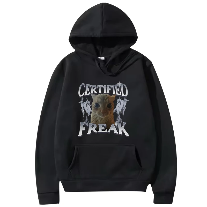 Certified Freak Funny Cat graphics hoodie men women vintage Long sleeve y2k streetwear print Graphics oversized hoodie unisex
Certified Freak Funny Cat graphics hoodie men women vintage Long sleeve y2k streetwear print Graphics oversized hoodie unisex
