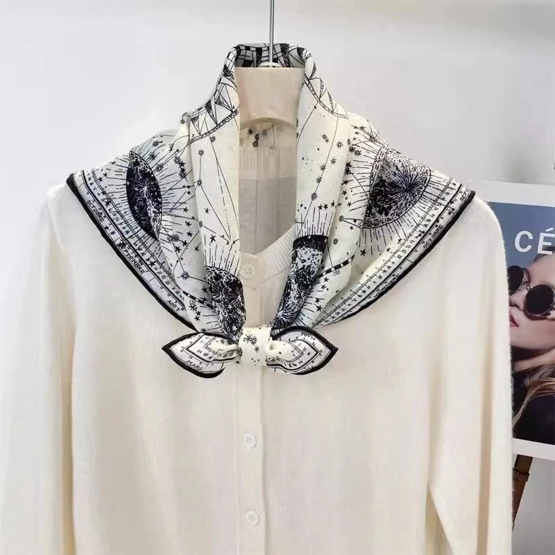 70% Wool 30% Silk Handkerchief Luxury Brand Scarf for Women Winter White Black Print Sqaure Scarf Women's Winter Shawlsas gifts
70% Wool 30% Silk Handkerchief Luxury Brand Scarf for Women Winter White Black Print Sqaure Scarf Women's Winter Shawlsas gifts