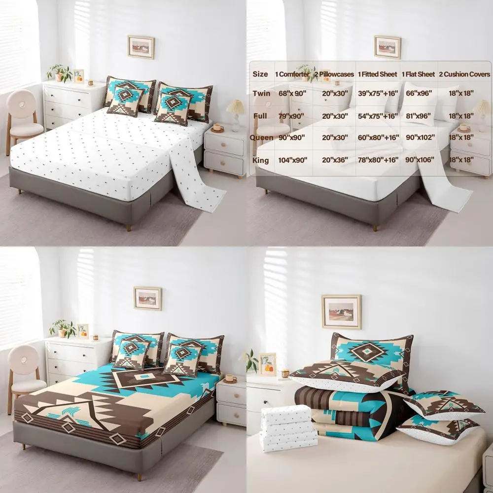 7-Piece Comforter Set with Sheets, King Size, Blue Brown Boho Style, Bed in a Bag for Boys and Girls
7-Piece Comforter Set with Sheets, King Size, Blue Brown Boho Style, Bed in a Bag for Boys and Girls