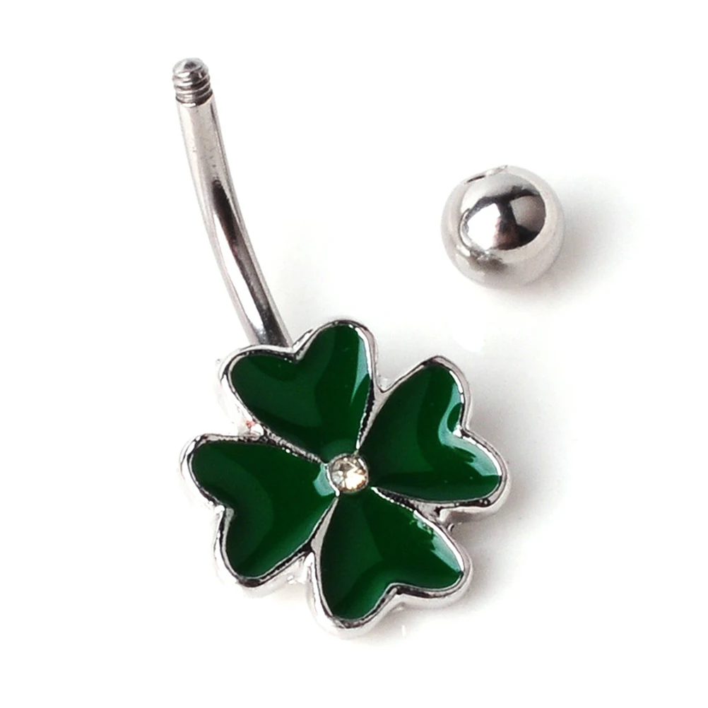 2pcs Clover Belly Button Ring Patrick'S Day Party Body Piercing Jewelry Smooth Surface Comfortable Wear Gift Festival Summer 
2pcs Clover Belly Button Ring Patrick'S Day Party Body Piercing Jewelry Smooth Surface Comfortable Wear Gift Festival Summer