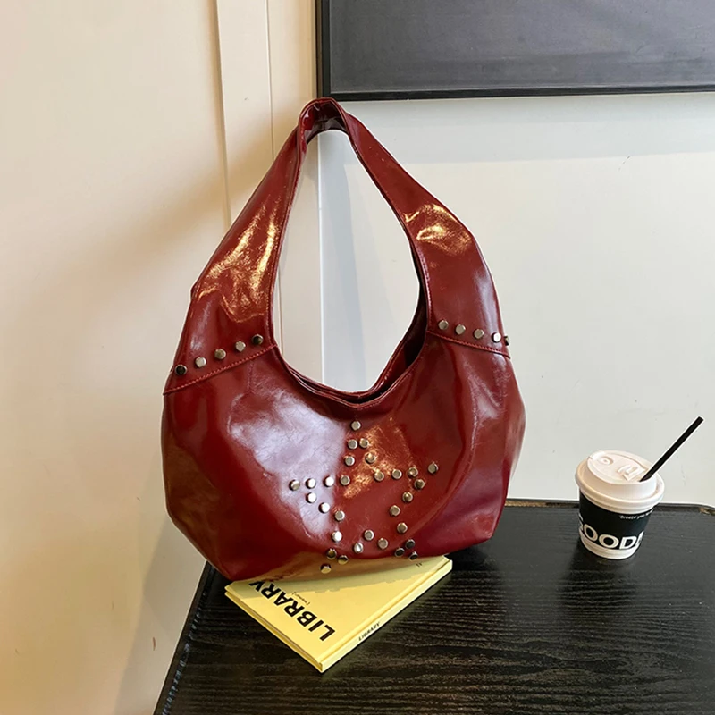 Red Vintage Rivet Shoulder Underarm Bag 2025 Trend Women Large Capacity Tote Bags Female Soft Leather Handbags
Red Vintage Rivet Shoulder Underarm Bag 2025 Trend Women Large Capacity Tote Bags Female Soft Leather Handbags