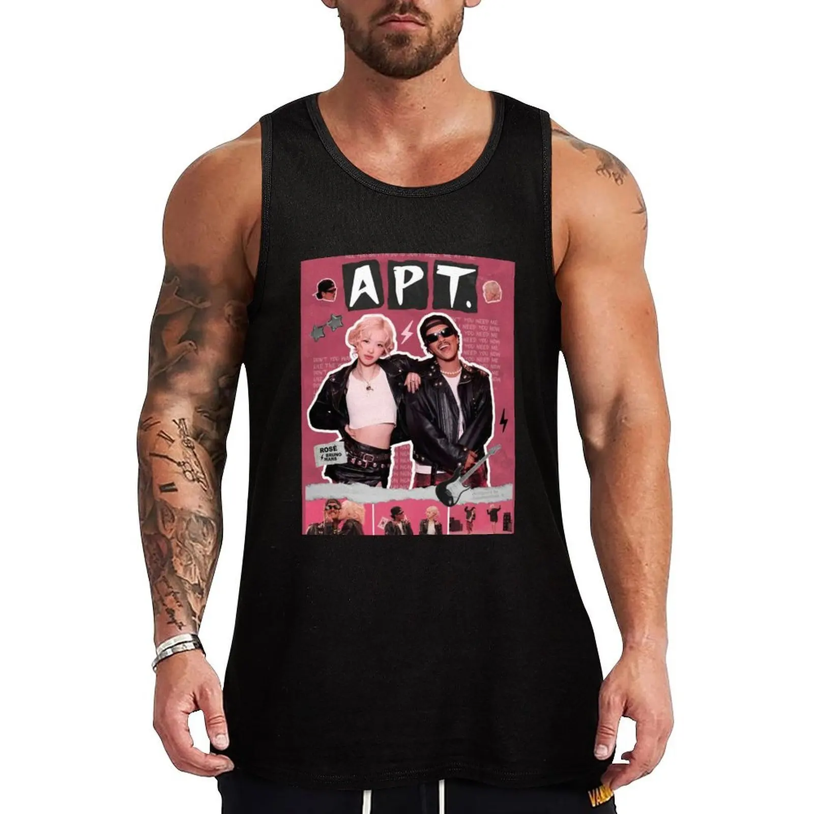 Rosé & Bruno Mars APT Collaboration Tank Top sleeveless Men's t-shirts Men's t-shirt vest for men vests for men 
Rosé & Bruno Mars APT Collaboration Tank Top sleeveless Men's t-shirts Men's t-shirt vest for men vests for men
