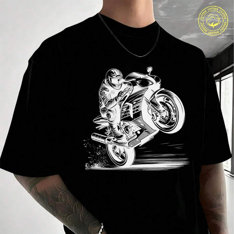 Motorcycle Rider & Print Men's Cotton T-Shirt Moto New Casual O-neck Short Sleeve Summer Streetwear Tees
Motorcycle Rider & Print Men's Cotton T-Shirt Moto New Casual O-neck Short Sleeve Summer Streetwear Tees