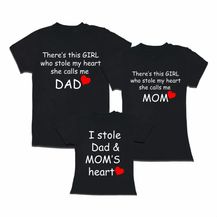 I Stole Dad & Mom's Heart T-Shirt Family Matching Outfits Dad Mom and Kids Short Sleeve Cotton T Shirt Gift
I Stole Dad & Mom's Heart T-Shirt Family Matching Outfits Dad Mom and Kids Short Sleeve Cotton T Shirt Gift